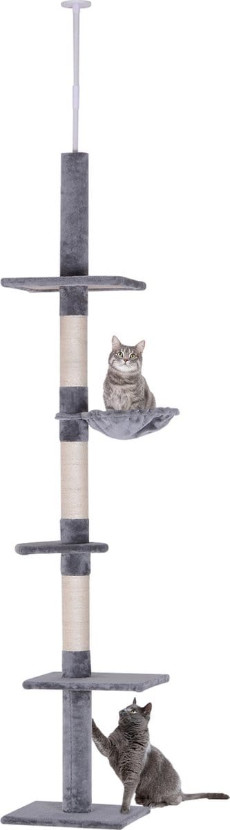 PawHut Kattenboom krabboom kattenkrabboom met sisalpalen in hoogte verstelbaar D30-209