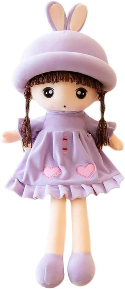 Meisjespop, schattig, pluche, speelgoed, baby, zacht, prinses, hoed en afneembare kleding, cadeau voor meisjes vanaf 0 jaar, cadeau voor verjaardag, doop, Valentijnsdag, Kerstmis