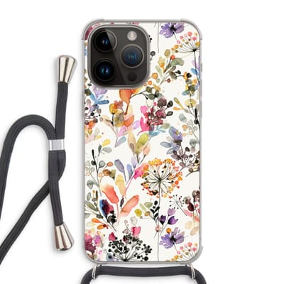 Case Company® - Hoesje met koord geschikt voor iPhone 14 Pro Max hoesje met Koord - Wilde grassen - Telefoonhoesje met Zwart Koord - Bescherming aan alle Kanten en Over de Schermrand