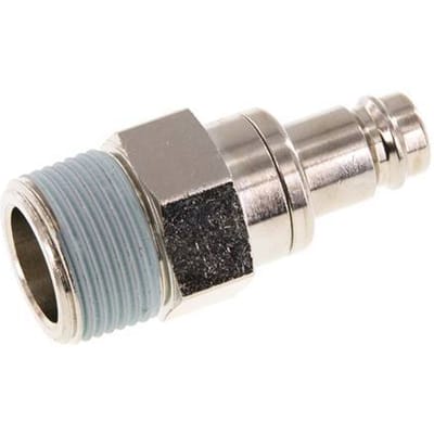 Vernikkeld Messing DN 10 Luchtkoppeling Insteeknippel R 3/4 inch Buitendraad Double Shut-Off - CLP10-M-BN-SV-034