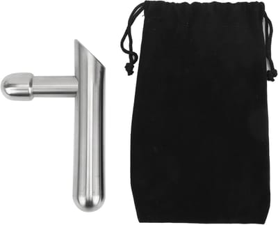 Drukpunt Massage Bar van RVS, 12 cm T-Bar Acupressuur Tool met Duimbescherming voor Diepe Weefselmassage en Triggerpunten, Inclusief Opbergtas
