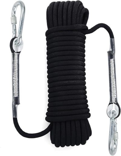 Klimtouw - Veiligheidskabel Outdoortouw - Hoogte Werk Redding - Sterk Vlechtwerk Karabijnhaken - 10 Meter 8mm - Zwart