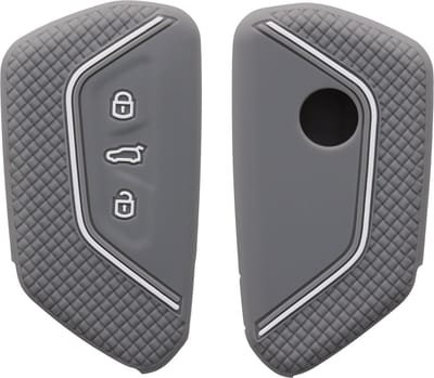 kwmobile autosleutel hoesje geschikt voor VW Golf 8 3-knops autosleutel hoes - Siliconen autosleutel behuizing - Auto sleutel case met honingraat - Sleuteletui in lichtgrijs / wit