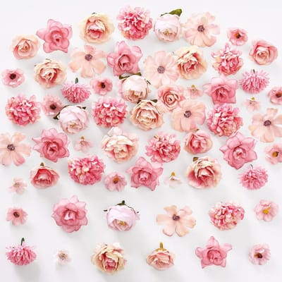 100 Stuks Kunstbloem Cups, 9 Stijlen Mini Zijde Bloemkoppen voor Creatieve Projecten, Bruiloft Decoratie, Feest Versiering en Scrapbooking DIY