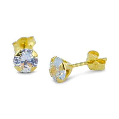 New Bling 9NBG-0419 Gouden Oorknopjes - Dames - Zirkonia - 5 mm Doorsnee - 14 Karaat - Goud
