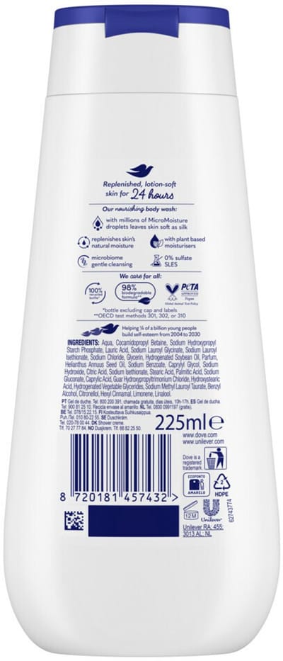 Dove Douchecrème Deeply Nourishing - 6 x 225 ml - Voordeelverpakking