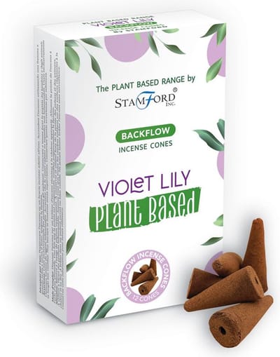 Backflow Wierook Kegels - Violet Lilly - Plant Based - Plantaardig - Incense Cones - Voor Wierook Waterval - Vegan - Duurzaam - 12 Stuks