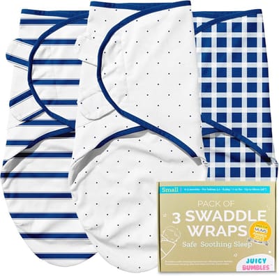 Set van 3 Inbakerdekens voor Baby - 100% Katoen - Veilige en Comfortabele Slaapzak