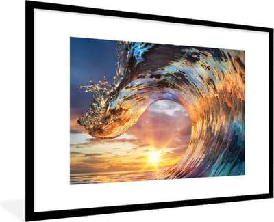 Fotolijst incl. Poster - Zee - Golf - Kleuren - 120x80 cm - Posterlijst