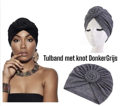 Cabantis Tulband met Knot - Hoofddeksel - Islamitisch - Tulband - Muts - Cabantis - Donkergrijs