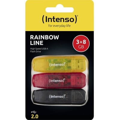 Intenso Rainbow Line USB-stick Retail 8 GB Zwart, Rood, Geel 3502463 USB-A 2.0