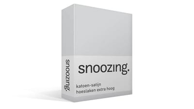 Snoozing - Katoen-satijn - Hoeslaken - Extra Hoog - Lits-jumeaux - 200x200 cm - Grijs