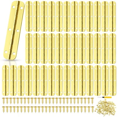 Dailygoods - 40 stuks scharnieren roestvrij staal, mini-scharnieren, inklapbaar met 240 schroeven voor woningmeubels, hardwarekast, ramen en kastdeuren (goud)