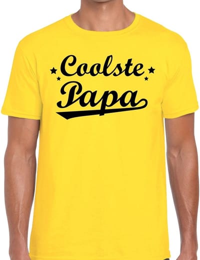 Coolste papa t-shirt geel voor heren -  geel coolste papa cadeaushirt - vaderdag shirt S