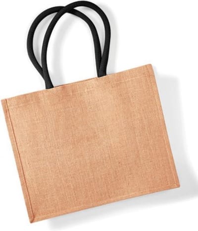Westford Mill Jute Classic Shopper WM407 - Natural/Black - 42 x 33 x 19 cm
