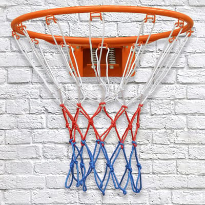 OKWISH Basketbalring – Dubbel Geveerd – 45 Cm – IJzer En Nylon – Oranje – Voor Muurmontage Binnen En Buiten