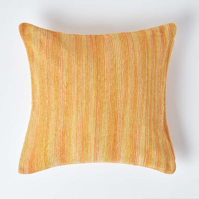 Homescapes Terracotta Gestreepte Chenille Kussenhoes 45 x 45 cm