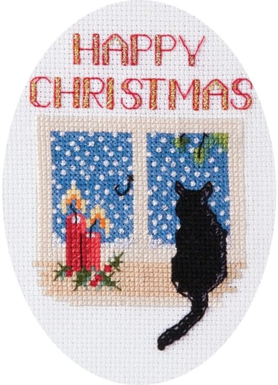 Borduurpakket Kerstkaart "Cat"
