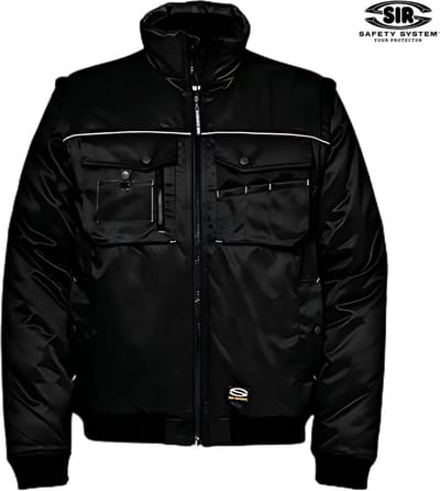 SIR SAFETY PATRIOT Gevoerde Werkjas HEREN Veiligheidsjas Zwart - Reflecterend - Afneembare Mouwen - Fleece Kraag