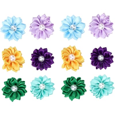 30 Pièces Animal de Compagnie Multicolore Fleur Nœuds Cheveux Accessoires Toilettage pour Chat Chien Moyen Petit blue