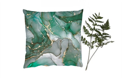 Sierkussens - Kussentjes Woonkamer - 50x50 cm - Goud - Marmer - Groen - Luxe - Marmerlook - Grijs
