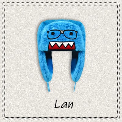 Dernier best-seller, motif de broderie dessin animé mignon 3D, chapeaux mode chauds et résistants au froid en peluche pour hommes et femmes One Size bleu