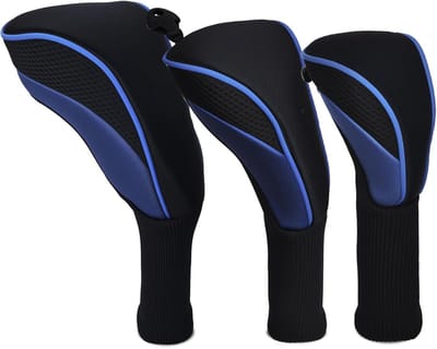 Golfclubhoesjes - Golfclubcovers - Clubcovers - Beschermhoezen voor drivers - Golfaccessoires - Driedelige set - Bescherm uw clubs - Katoenen materiaal - Geschikt voor volwassenen, kinderen en golfliefhebbers - Blauw