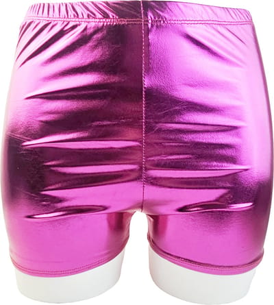 BamBella® Korte broek - Maat S/M- Wetlook Dames - Roze Glans Lame metallic Short gym broek