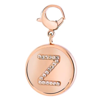 Lucardi Dames Gerecycled just.d stalen hanger roseplated letter kristal - Hanger - Staal - Rosékleurig