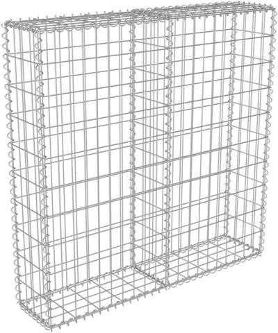 Schanskorf met Deksels - Steenkorf van Verzinkt Staal - Tuinafscheiding & Retentiemuur - 100x20x100 cm - Zilver