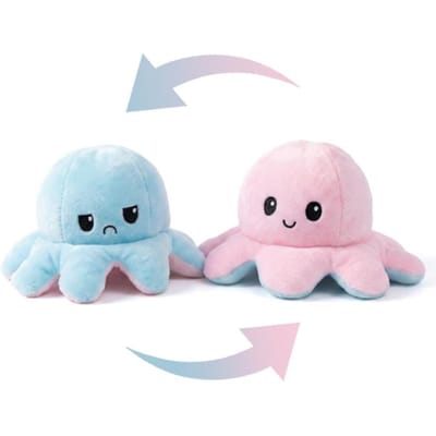 Dubbelzijdige Octopus Pluche Speelgoed Paars En Blauw Dubbelzijdige Flip Pluche Speelgoed Met Geborduurde Details Een Schattig Verzamelspeelgoed 20cm white