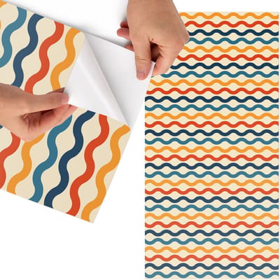 Tulup Meubelfolie - Kleurrijke golven Wrapfolie Keuken - 75x150 cm - Romig Meubelfolie - Plakfolie Meubels - Abstract Meubelfolie - Decoratiefolie Zelfklevend - Slaapkamer decoratie - Achtergronden en patronen