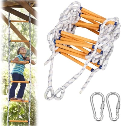 Fire Ladder Rope Ladder Fire Escape for 2-5 Floor Homes Emergency Safety Nylon Rope Ladders for Home Climbing Fire Escape (12m)
