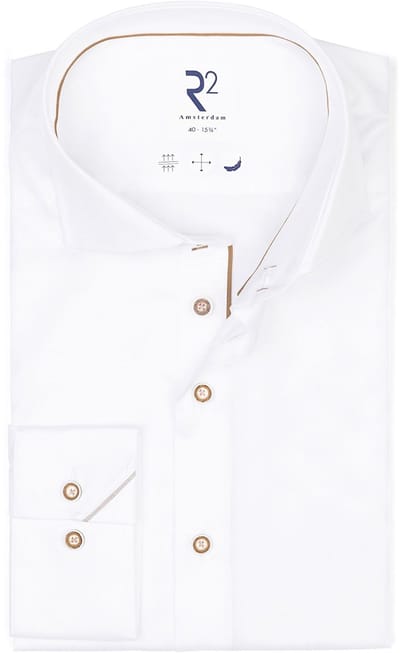 R2 Overhemd Twill Wit - Maat 37 - Heren - Overhemden Formeel