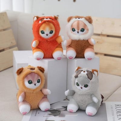 12cm Schattige Wasbeer Haai Kat Pluche Speelgoed Sleutelhanger Sleutelring Hangers Dierlijke Pop Cadeaus
