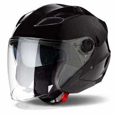 VINZ Calobra Jethelm met Zonnevizier - Scooterhelm & Motorhelm & Brommerhelm - ECE 22.06 goedgekeurd - Zwart - XS