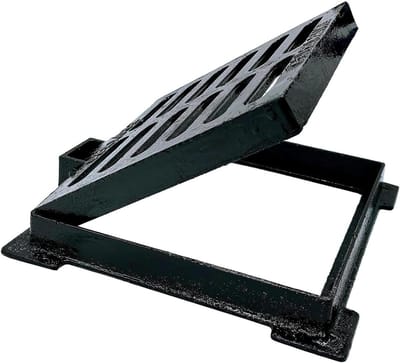 Gietijzeren Afvoerrooster - Rioolrooster Frame - Waterafvoer Tuin - Dicht Hol Ontwerp - 10 x 10 cm - Zwart