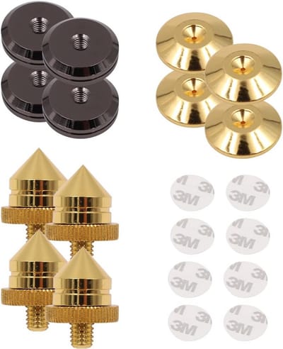 4x Universele Speaker Spikes met Basis Pads: Isolatie Voeten voor Audio Apparatuur