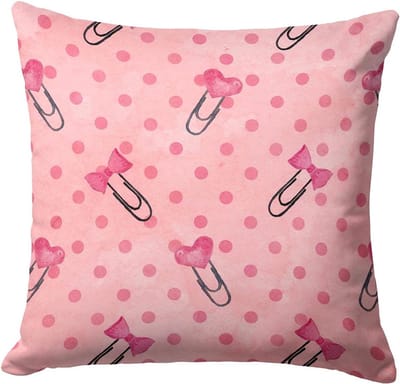 Caroline's Treasures BB7543PW1414 aquarel paperclips en polkadots roze stof decoratief kussen, 14Hx14W, veelkleurig
