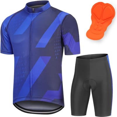 Ensemble de vêtements de cyclisme pour hommes, maillot à manches courtes confortable et respirant à séchage rapide et short rembourré L