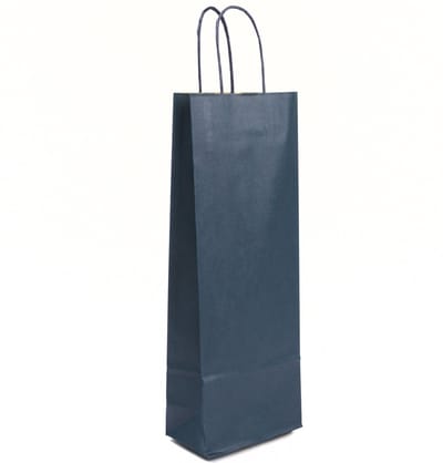 Wijntas - Blauw - Papieren Draagtassen voor 1 fles Wijn - 50 stuks
