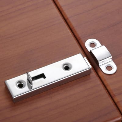 1pc Verrou de sécurité à bouton pour porte et fenêtre Quincaillerie domestique avec vis 61*16mm Métal Argent