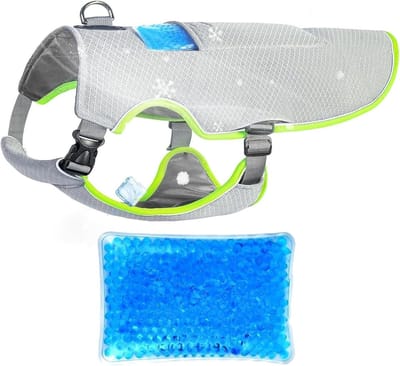 Honden Koelvest - Honden Zomerkleding - Hitte Verminderen - Watergeactiveerde Koeling - Maat L - Lichtgrijs