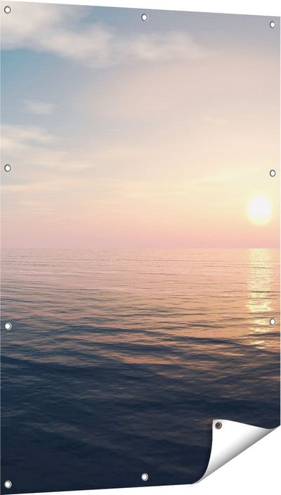 Gards Tuinposter Zee Water tijdens Zonsondergang - 80x120 cm - Tuindoek - Tuindecoratie - Wanddecoratie buiten - Tuinschilderij