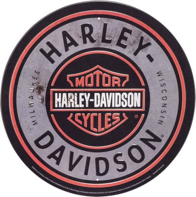 Harley-Davidson Bar & Shield Tinnen Bord Met Reliëf - 30 cm ø