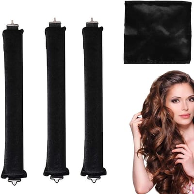 3 stuks lange krulspelden voor krullen - haarband - zachte DIY krulijzer-haarband - hittevrije krulspeler met haken - duurzame zachte krulspelden voor korte, gladde krullen (wit)
