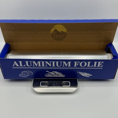 KURTT - 1 rol Aluminiumfolie op Rol 30 cm x 125 m, 14 mic + Doos / 1,6 kg