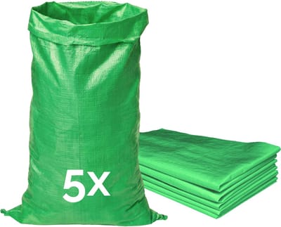 Garronda - Polypropyleen Zak Groen - 105 x 65 cm – 5 Stuks – Tuinafvalzak - Geweven Zakken van PP - Voor zand en opslag – Scheurvast - Belastbaar tot 50 kg – Veelzijdig inzetbaar – Zandzakken – Tuinzak – Hoogwaterbescherming – GD-ROM-Bag80