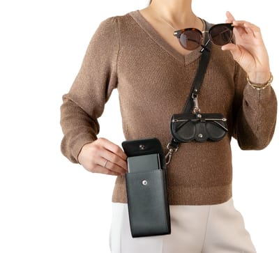 Jackie L Smartphone - telefoontasje - zwart - leer