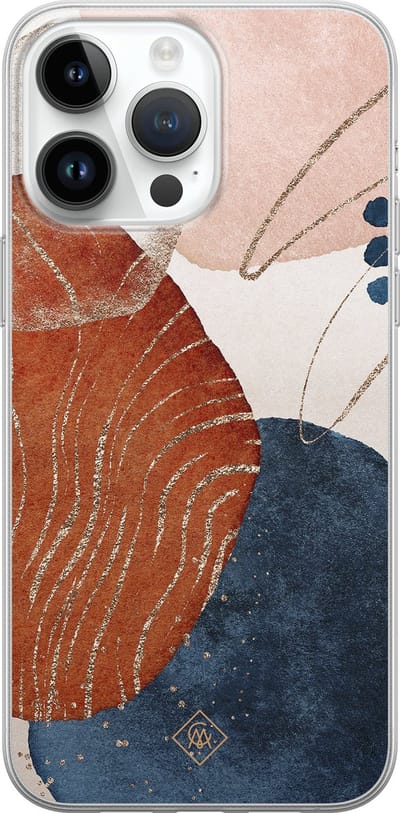 Casimoda® hoesje - Geschikt voor iPhone 14 Pro Max - Abstract Terracotta - Siliconen/TPU telefoonhoesje - Backcover - Geometrisch patroon - Multi